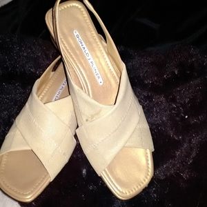 Donald J Pliner gold shoes